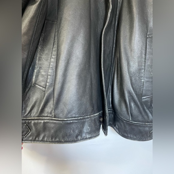 Vintage Mens Leather Jacket XL Black Biker Zip 90s Y2k - Picture 11 of 13